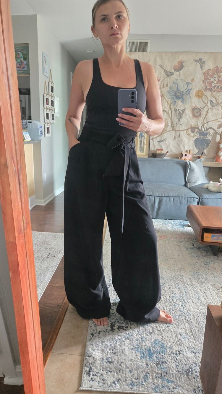 Milly Natalie Tie- Waist Wide Leg Pants size 8